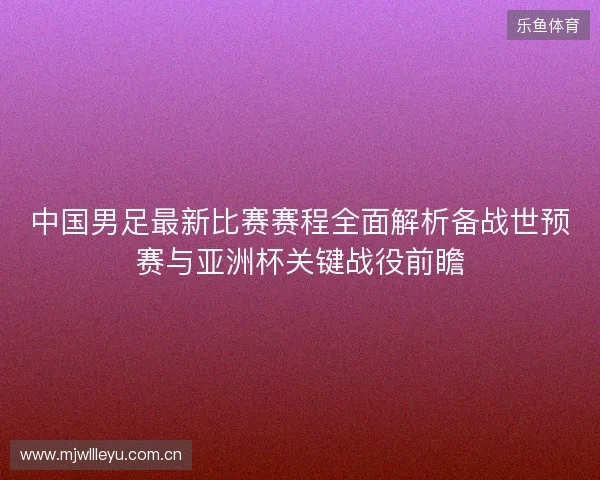 中国男足最新比赛赛程全面解析备战世预赛与亚洲杯关键战役前瞻